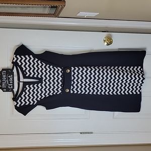 Studio One New York Dress 10 Black White Chevron Sheath